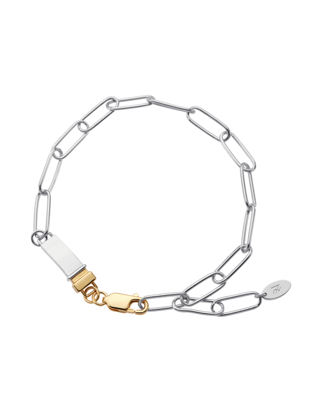 two-toned square clip chain bracelet